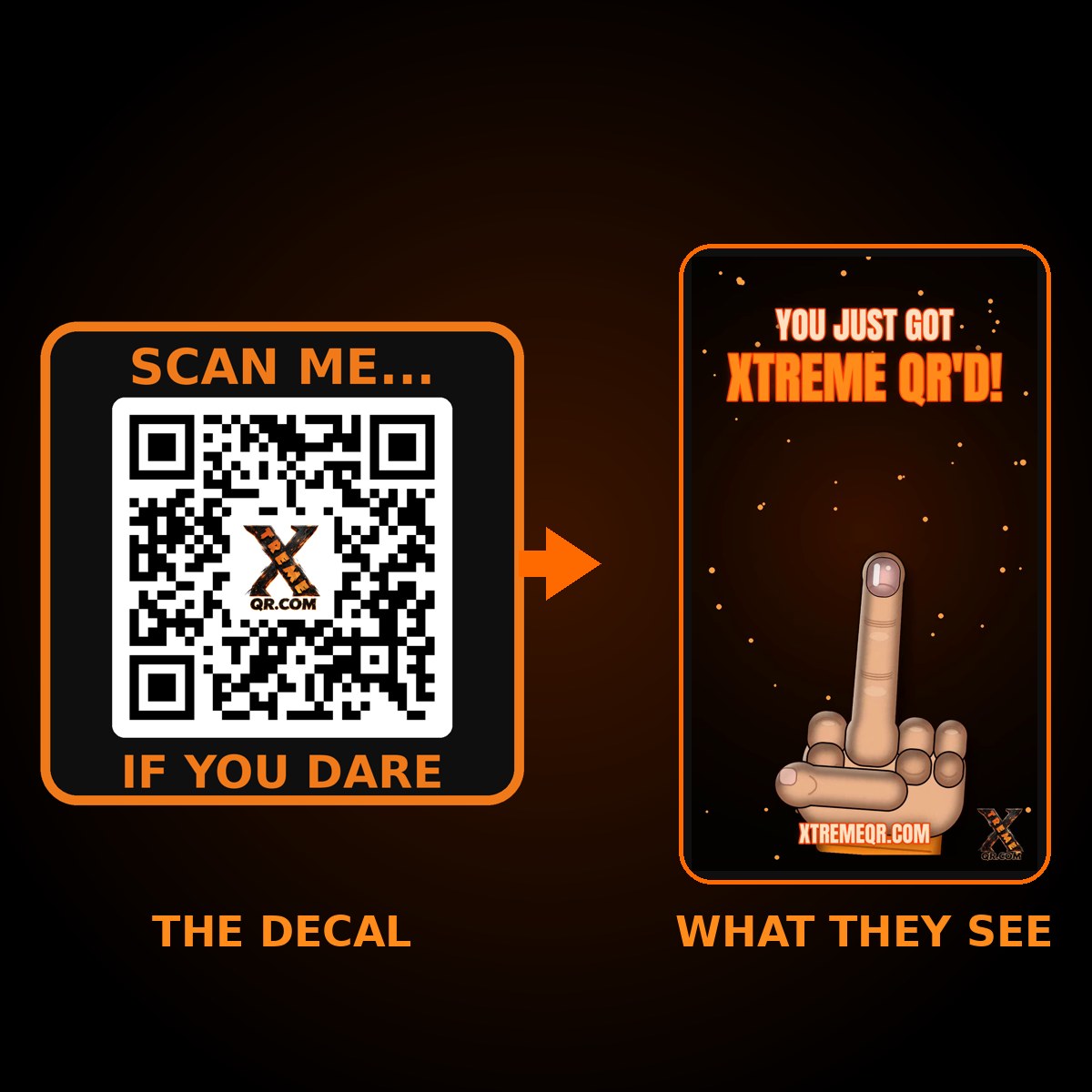 Decal #1 sticker and the prank page it shows when scanned